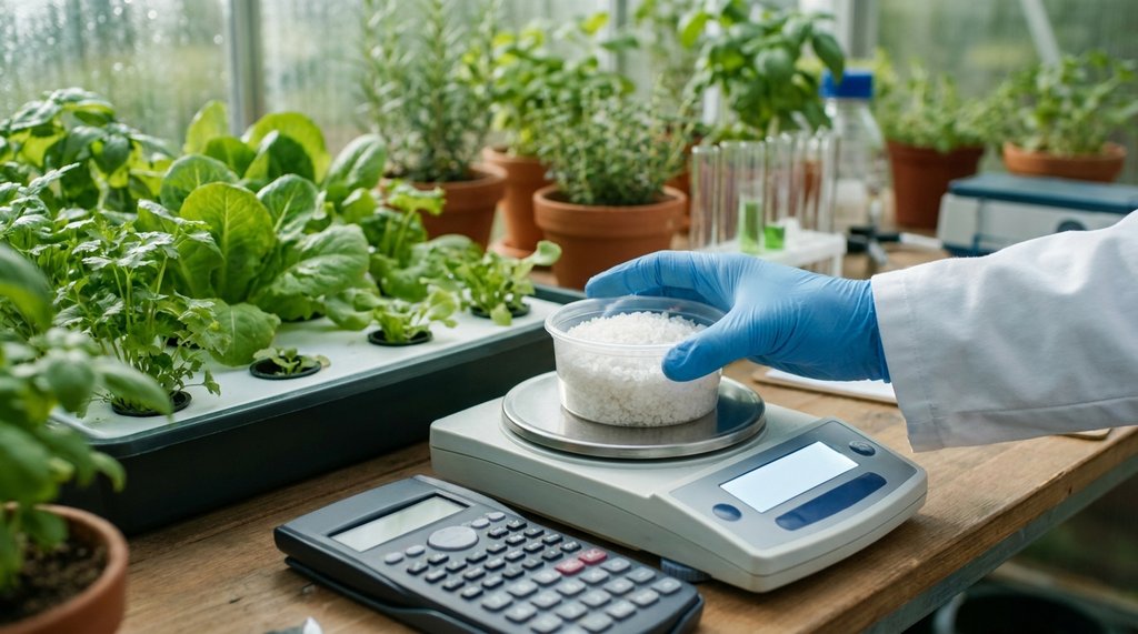Cálculo e pesagem de sais para preparo de solução nutritiva com balança digital