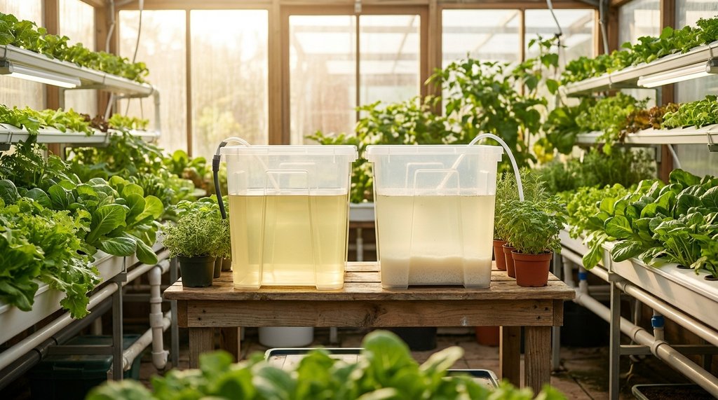 Comparativo entre solução nutritiva preparada corretamente e solução com precipitação de sais