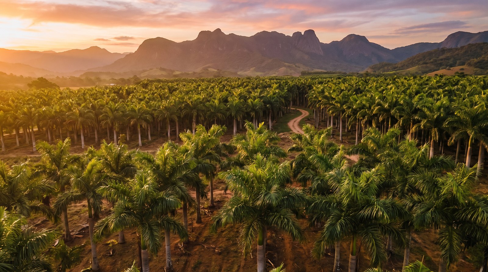Plantação comercial de pupunheira no Vale do Ribeira para produção de palmito